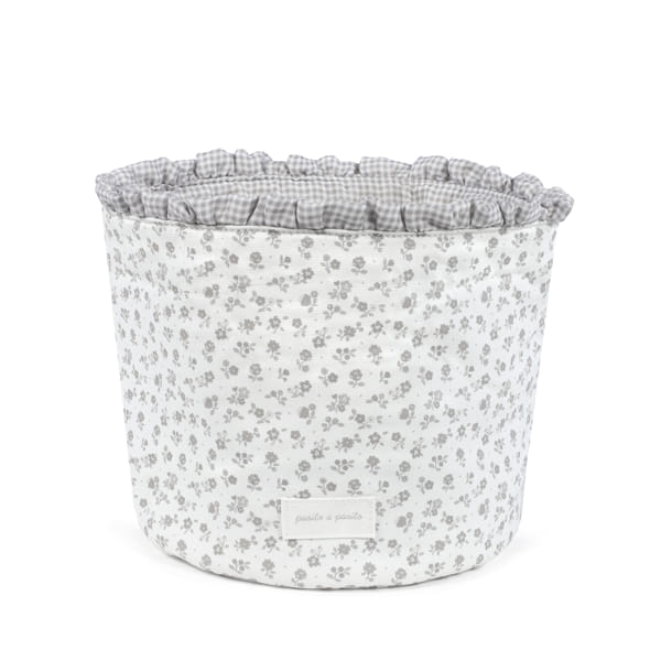 PASITO A PASITO CESTINO ORGANIZER HOME LITTLE BLOOM FIORI GRIGIO