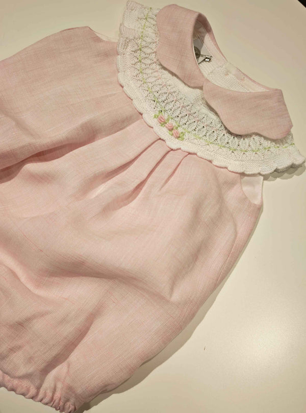 MARLù EK1323 PAGLIACCETTO LINO E FILO RICAMATO ROSA PESCO LIME