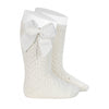 CONDOR CALZINO LUNGO TRAFORATO CON FIOCCO LATTE