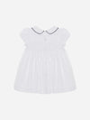 PATACHOU ABITO BIANCO CON PUNTO SMOCK E RICAMI BLU