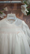 AMAYA ABITO BATTESIMALE PUNTO SMOCK CRUDO ROSA 190027