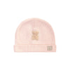 Cappellino nascita con orsetto rosa cipria 0-6m