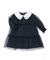 BARCELLINO ABITO BLU TULLE CON COLLETTO RICAMATO 12529