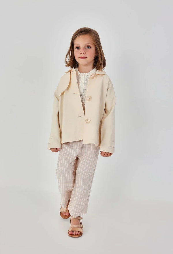 BOBOLI Pantaloni bambina in lino a righe