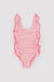 YSABEL MORA COSTUME Costume da bagno da bambina con stampa a righe arricciate 95136