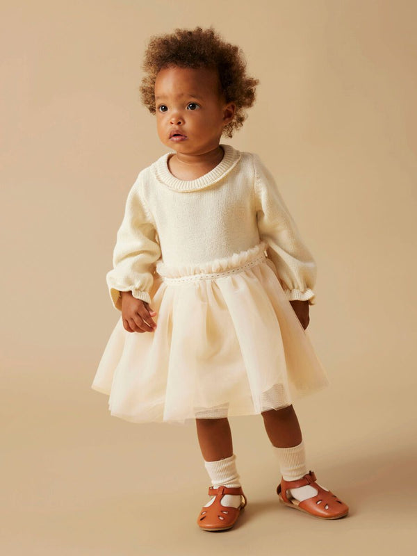 LIL ATELIER ABITO CON BODY E TULLE PISTACHIO SHELL