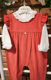 BABYGI SALOPETTE VELLUTO ROSSO CON BODY BABIDU BIANCO