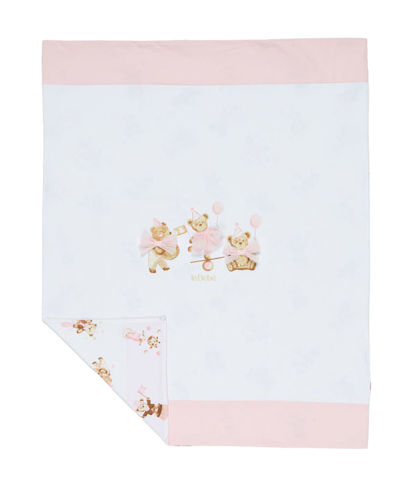 LE BEBè LBG6259 COPERTA COTONE BIANCO-ORSI ROSA