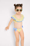 YSABEL MORA Bikini da bambina con volant e fiocchi, stampa tartaruga 95150
