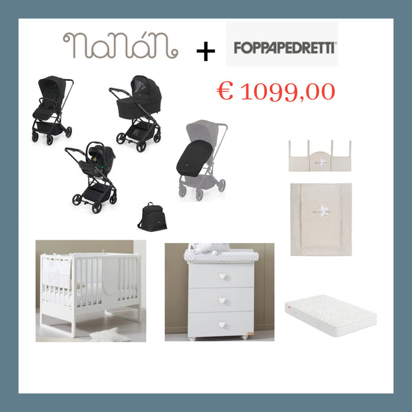 SET CAMERETTA NANAN DADINI + FOPPAPEDRETTI TRIO MODULARE TIC TOC EBONY