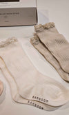 BAMBOOM 3PC in GIFT BOX Calza Bimba con Pizzo ROSA CIPRIA-PANNA-OYSTER