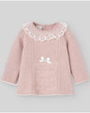 PAZ RODRIGUEZ COMPLETO COTONE/CASHMERE COLLO PIZZO ROSA CIPRIA