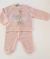MAGLIFICIO DI VERONA SET MAGLIONCINO DI LANA CON ORSETTO ROSA+ PANTALONE