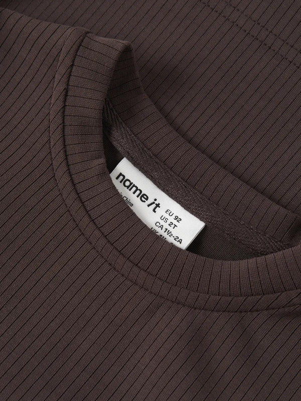 NAME IT MAGLIA A COSTE CHOCOLATE PLUM