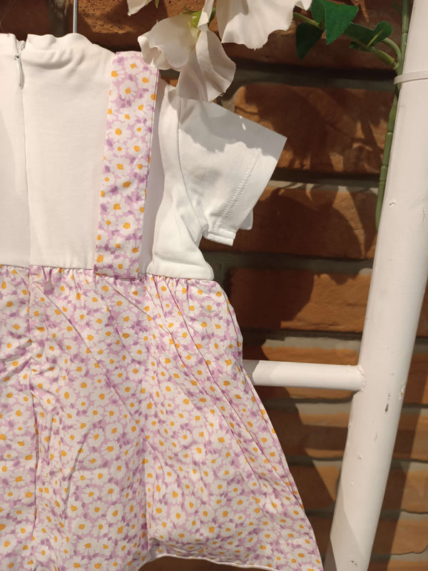 NANAN ABITO A BODY CON SALOPETTE FIORATA BIANCO