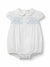 PURETè PAGLIACCETTO PUNTO SMOCK BIANCO E AZZURRO