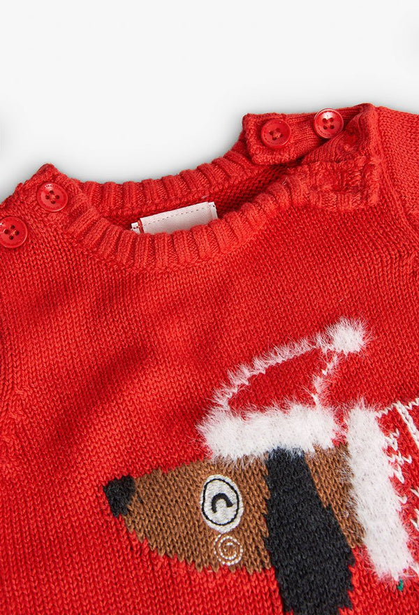 BOBOLI Tutina tricot "cucciolo" per neonati ROSSA