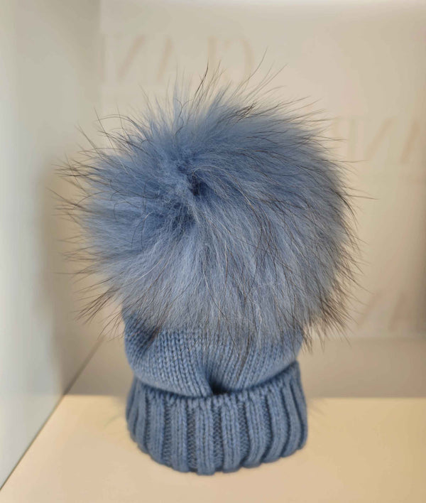 CAPPELLO LANA AVIO POM POM VOLPE AVIO PUNTE NERE