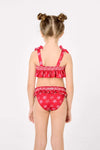 YSABEL MORA Bikini da bambina con dettagli a balze e motivo a nido d'ape di stelle marine 95155