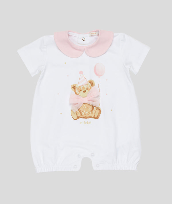 LE BEBè LBG6261 PAGLIACCETTO NEONATA BIANCO-ROSA