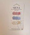 SIENA CONFEZIONE TRE MINI MOLLETTE A FORMA DI FIORE ROSA ANTICO,AZZURRA, PANNA4CM