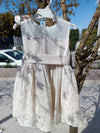 GRANLEI ABITO GIRO MANICHE ECRù BEIGE CON GONNA PIZZO