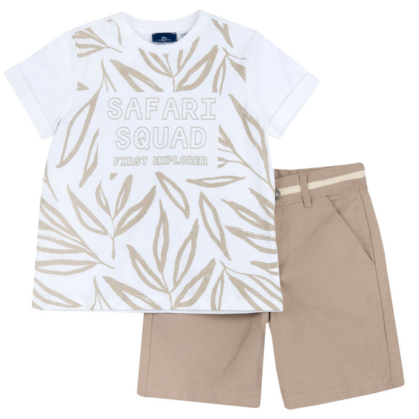 CHICCO COMPLETO T-SHIRT E PANTALONI CORTI BEIGE