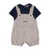 NANAN PAGLIACCETTO SALOPETTE A RIGHE BEIGE E BLU