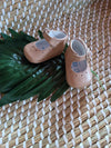 Scarpina ballerina in pelle beige lavorata