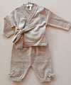 MAGLIFICIO DI VERONA SET INCROCIATINA LANA TORTORA+PANTALONE CON FIOCCHETTI TORTORA