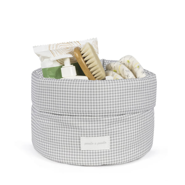 PASITO A PASITO CESTINO ORGANIZER HOME LITTLE BLOOM VICHY GRIGIO