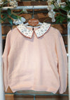 LARANJINHA MAGLIA ROSA CON COLLETTO IN TESSUTO FANTASIA I5766