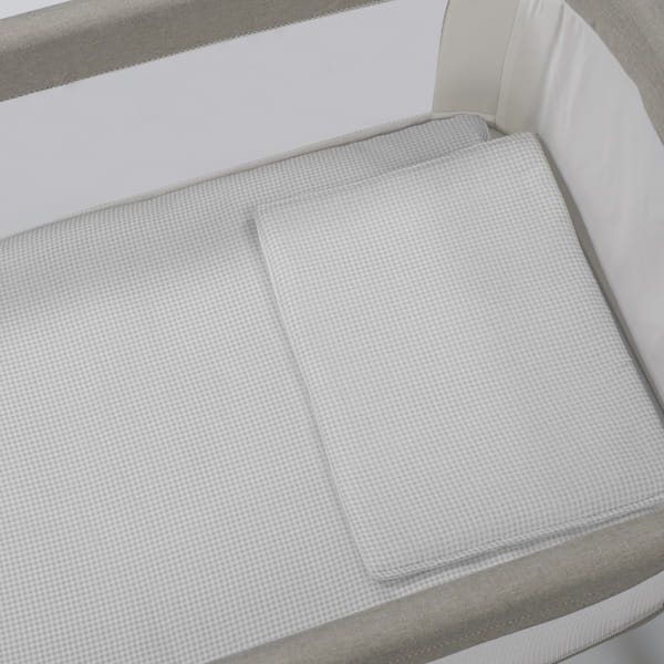 PASITO A PASITO PIUMINO PER CULLA + LENZUOLO CON ANGOLI + CUSCINO 90X50 CM LITTLE BLOOM VICHY GRIGIO TOG 2,5